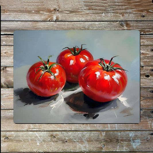 Three Ripe Tomatoes Painting Metal Sign Plaque