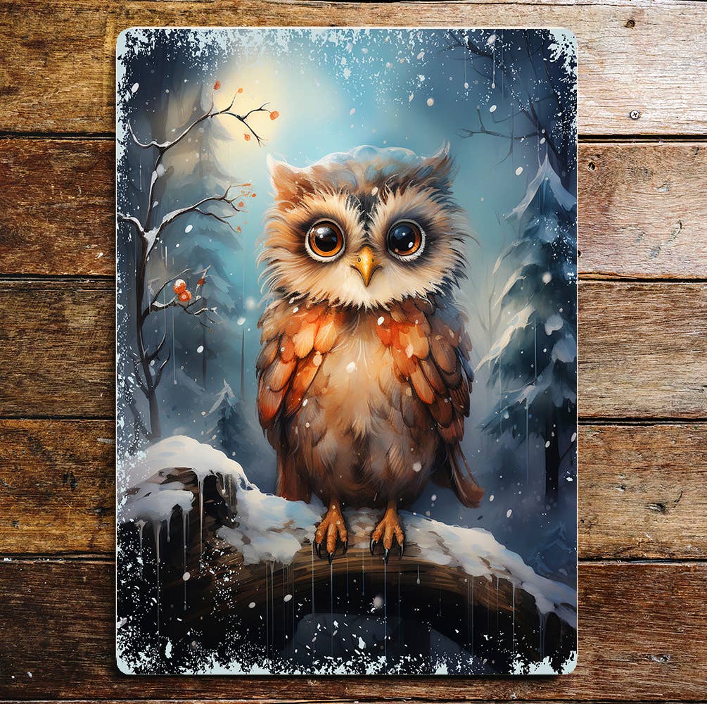 Owl Eyes Winter Wall Art Lifestyle | Metal Sign Plaque
