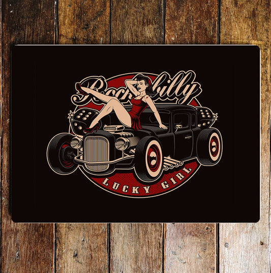 Rockabilly hot rob pin up classic car Metal Sign plaque
