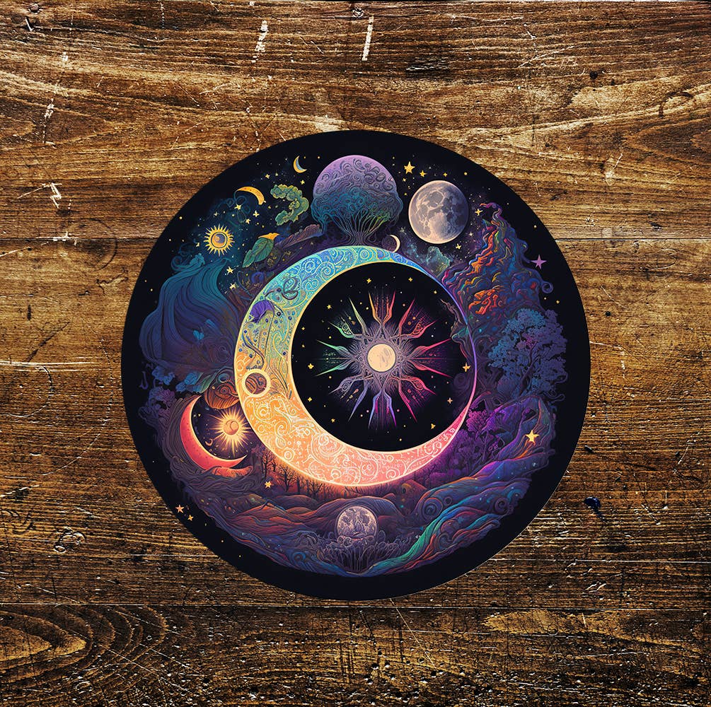 Astrological moon space Saturn Metal Sign Circle