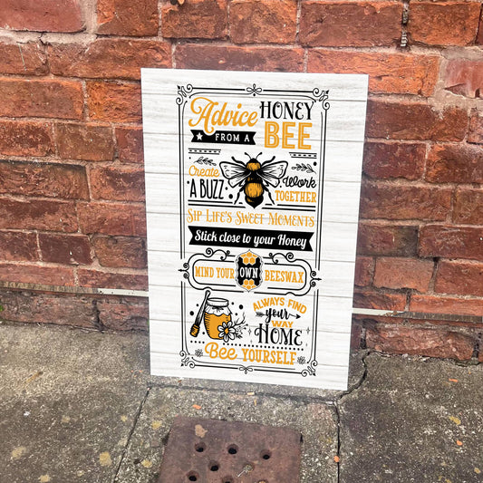 Advice From A Honey Bee | Metal Wall Sign