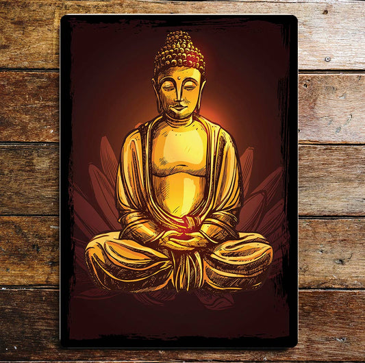 Buddha Calming Prayer Manifest Light | Metal Sign Plaque