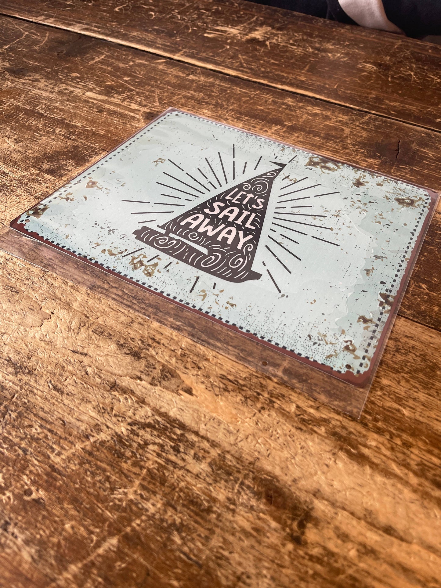 let's sail away ship boat sea | Metal Wall Sign