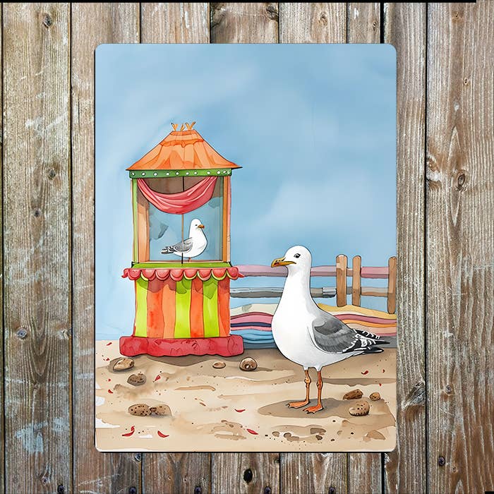 Seagull Beach Sea Nautical Metal Sign Plaque