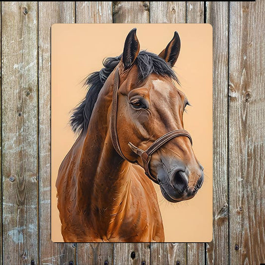 Chestnut Horse's Head Cowboy Western | Metal Sign Plaque