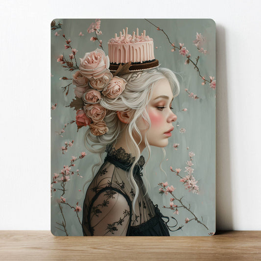 Floral Lady Vintage Cake | Metal Sign Plaque