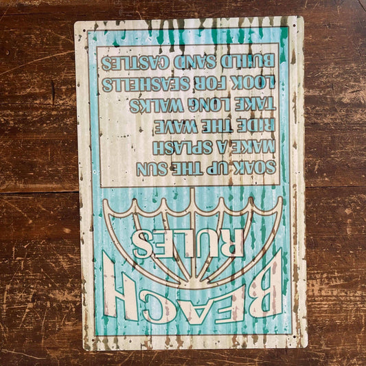 Beach Rules | Metal Sign Humorous Plaque