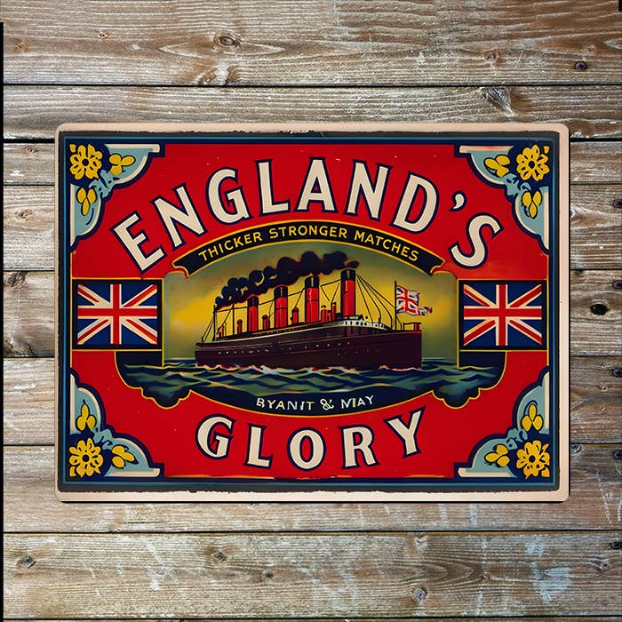 Matchbox Label Vintage Englands Glory | Metal Sign Plaque