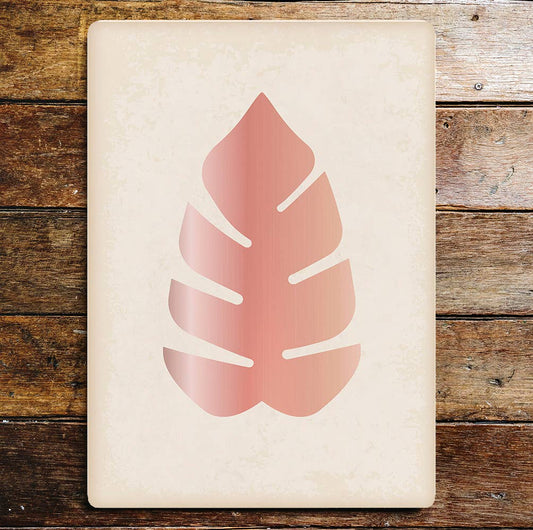 Pink leaf nature tropical art Metal Sign Plaque