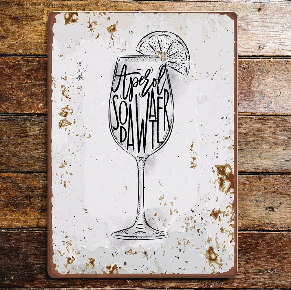 Retro aperol spritz Metal Wall Sign Plaque