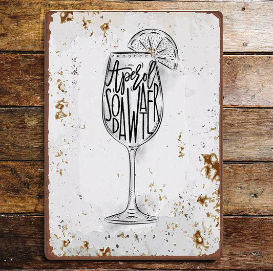 Retro aperol spritz Metal Wall Sign Plaque
