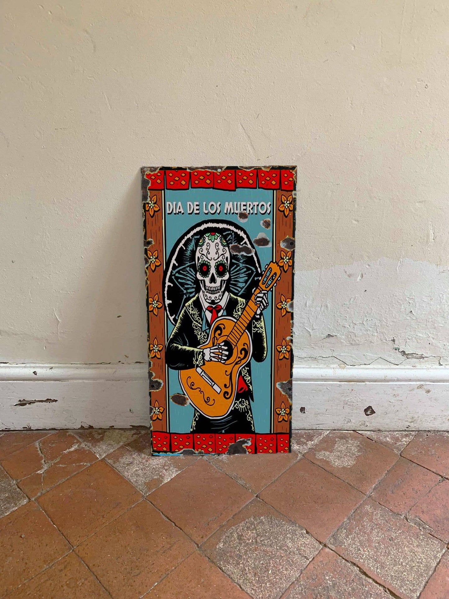 Halloween Day Of The Dead Skull - | Metal Wall Sign