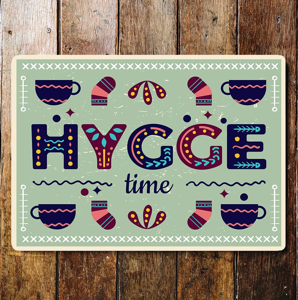Hygge Time Socks Cups Kitchen Relax | Metal Sign Plaque
