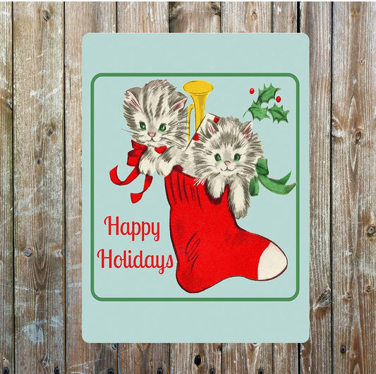 Christmas art kitten | Metal Sign Plaque