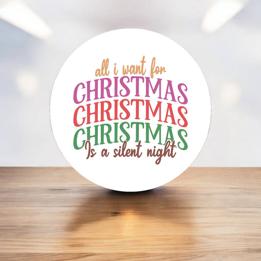 Christmas Silent Night Circle Metal Sign
