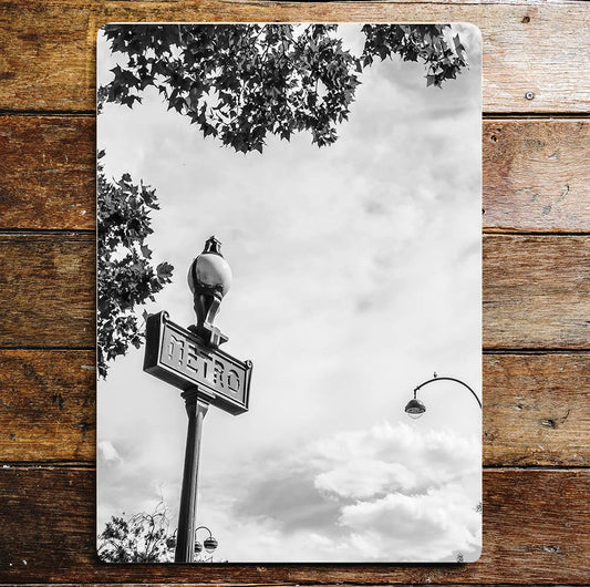 Paris Street art black & white Metal Sign Plaque