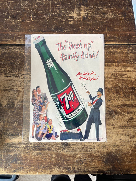 The Fresh Up Family Drink 7 Up Drink Metal Sign