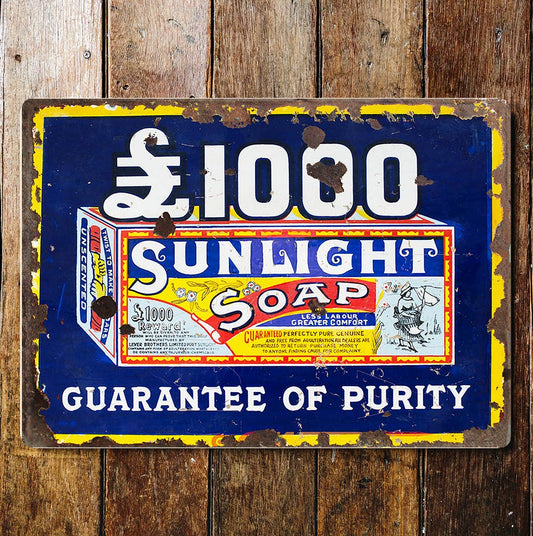 Sunlight Soap Guarantee Of Purity Metal Sign Plaque