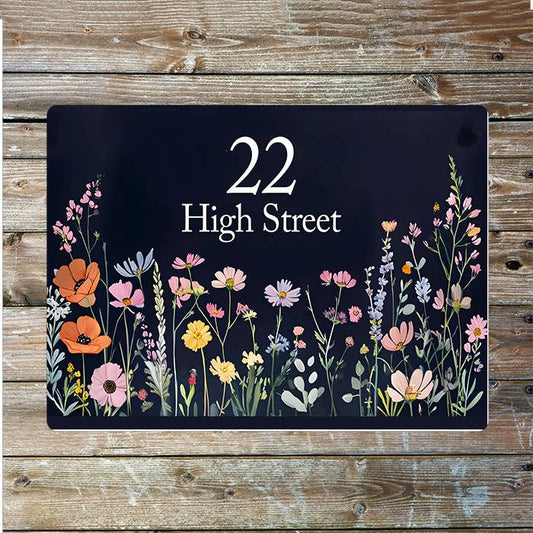 House Number Flower Name Custom Personalised | Metal Wall Sign