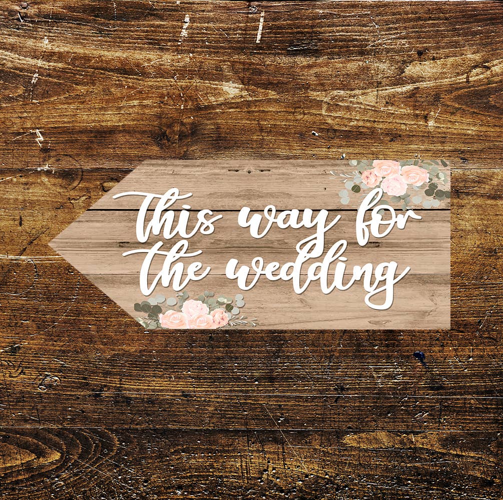 This Way For The Wedding Notice Directions | Metal Sign