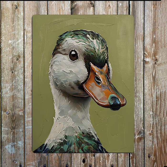 Painting Style of Duck's Head Metal Sign Plaque