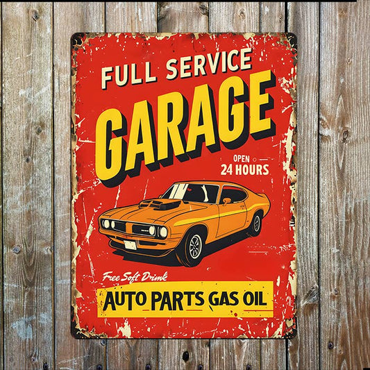 Full Service Garage Retro | Father's Day | Metal Sign Plaque