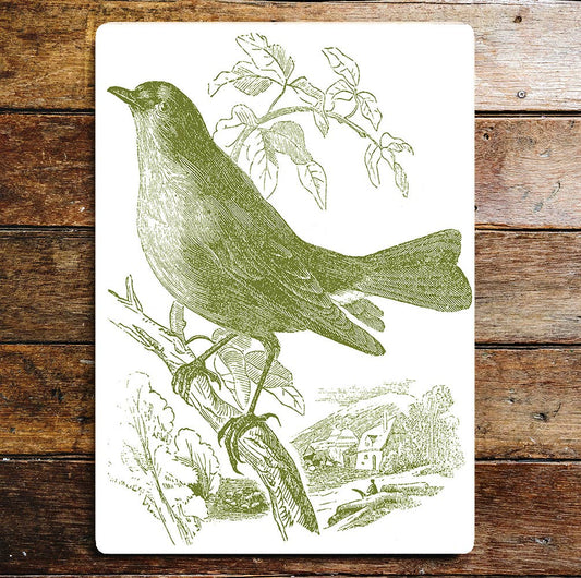 Bird On Branch Farm Scene | Metal Sign Plaque