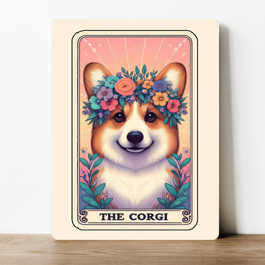 The Corgi Tarot Card Dog Metal Sign Plaque