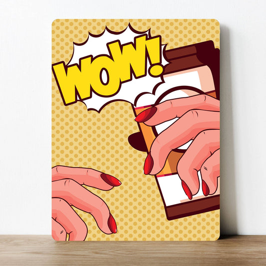 Wow Coffee cup Pop art | Metal Sign Plaque