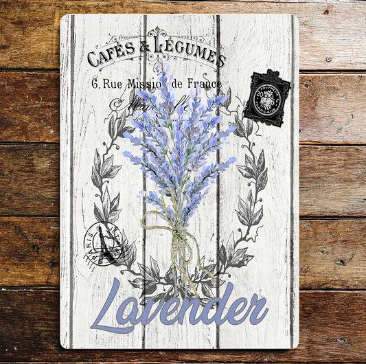 Lavender Herbs Wreath Sign | Metal Wall Sign Plaque