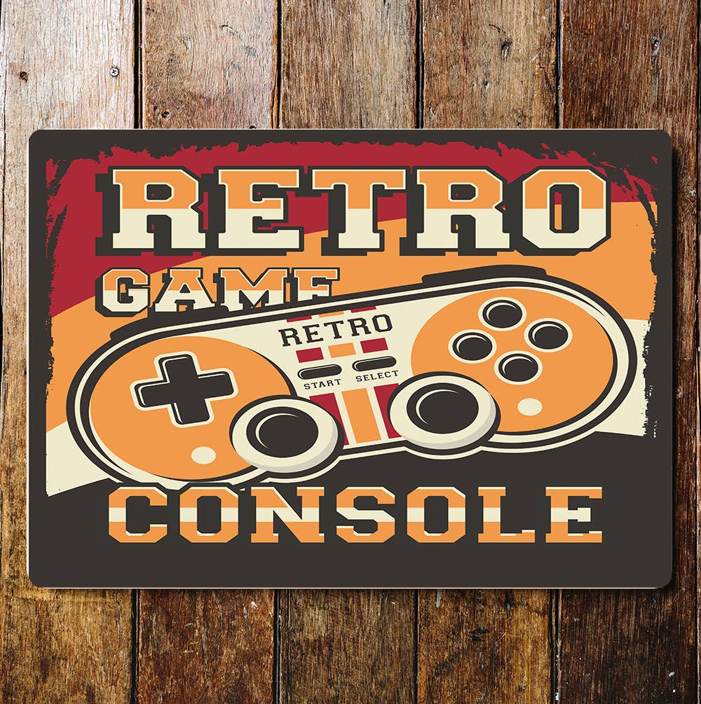 Retro Game Console Metal Wall Sign Plaque