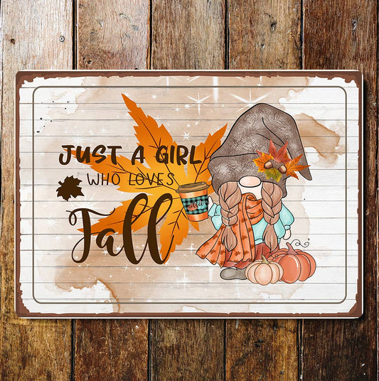 Fall autumn girl | Metal Wall Sign