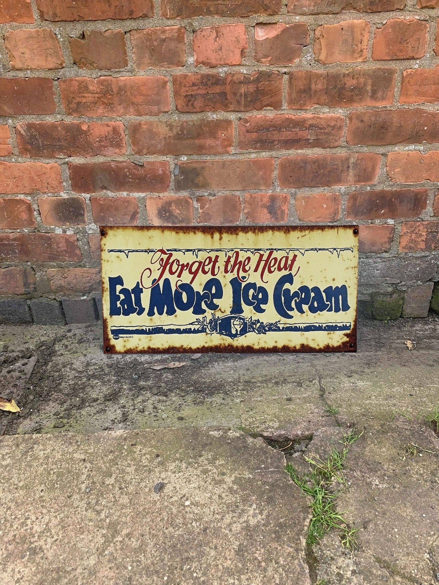 Forget the Heat Eat More Ice Cream - | Metal Wall Sign