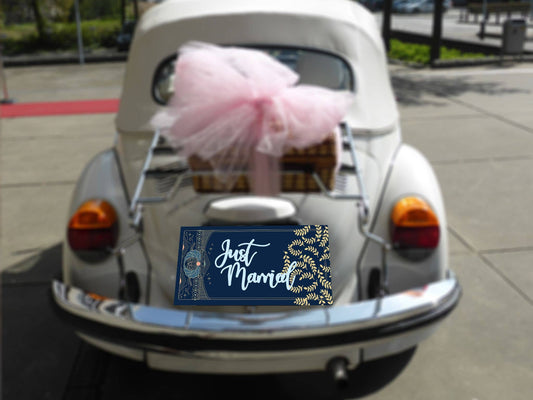 Wedding Just Married Car Art Deco | Metal Sign