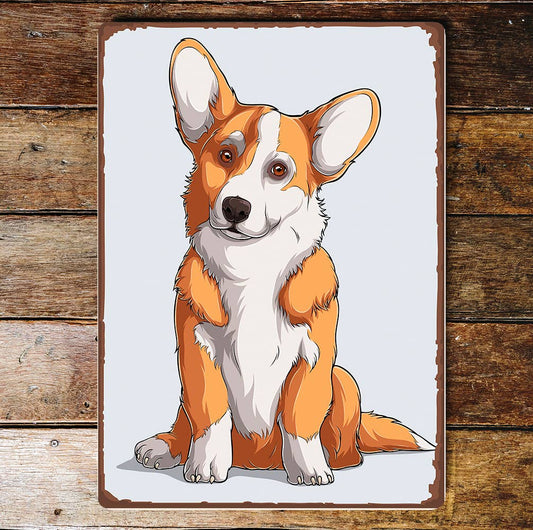 Corgi dog English British Queen | Metal Vintage Wall Sign