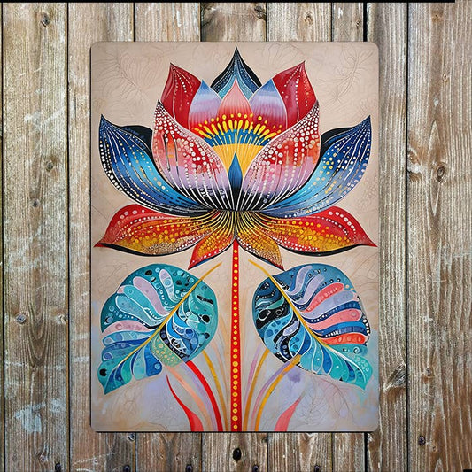 Vivid Abstract Lotus Flower | Metal Sign Plaque