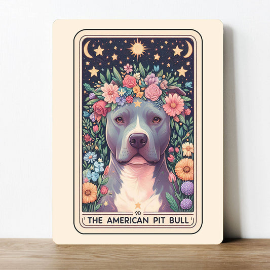 The American Pit Bull Dog Tarot Magic Metal Sign Plaque