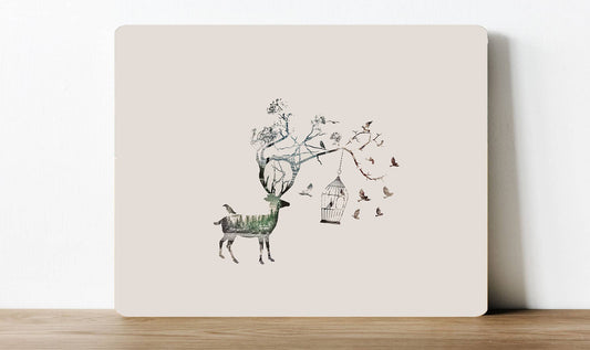 Reindeer Winter Birds Forest Christmas Metal Sign Plaque