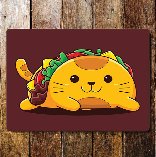 Cat Taco Food Animals Cute | Metal Wall Sign