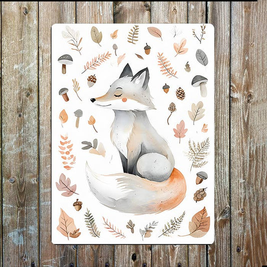Fox Nature Watercolour Spring | Metal Sign Plaque