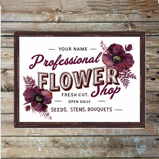 Flower Shop Name Custom Personalised | Metal Wall Sign