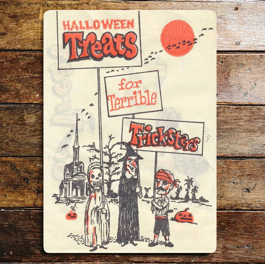Halloween treats for terrible trick | Metal Wall Sign Plaque