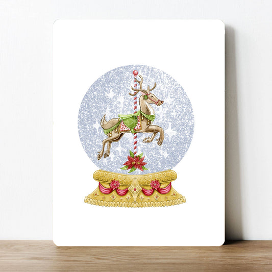 Horse Snow Globe Christmas | Metal Sign Plaque