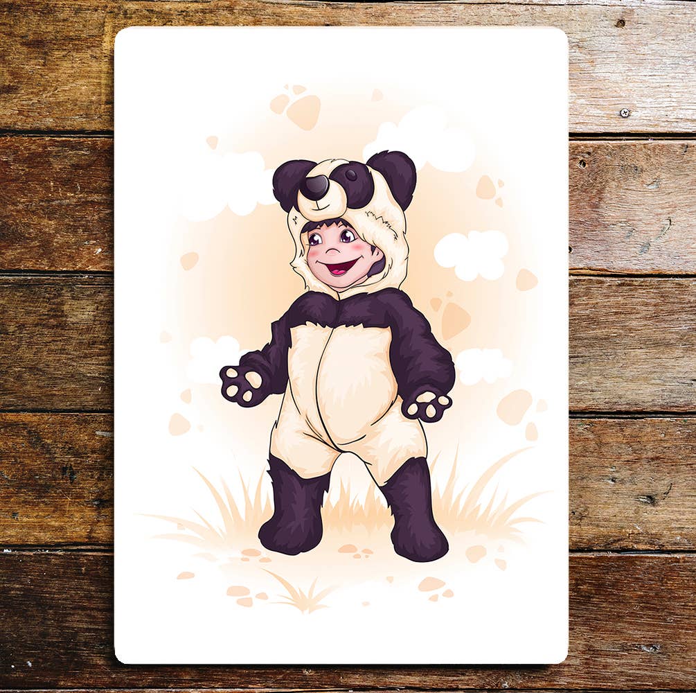 Panda child baby wall art Metal Sign Plaque