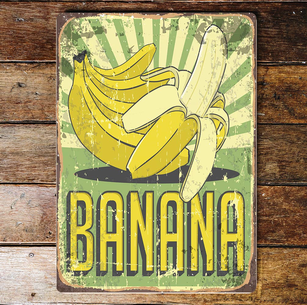 Retro Banana Kitchen Metal Wall Sign Plaque