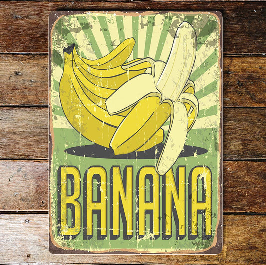 Retro Banana Kitchen Metal Wall Sign Plaque