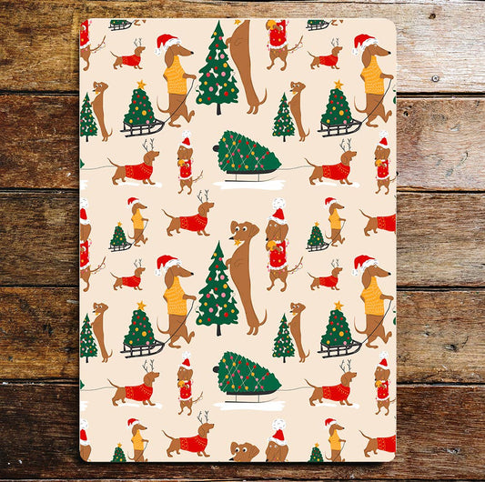Christmas Pet Art Dogs Happy | Metal Sign Plaque