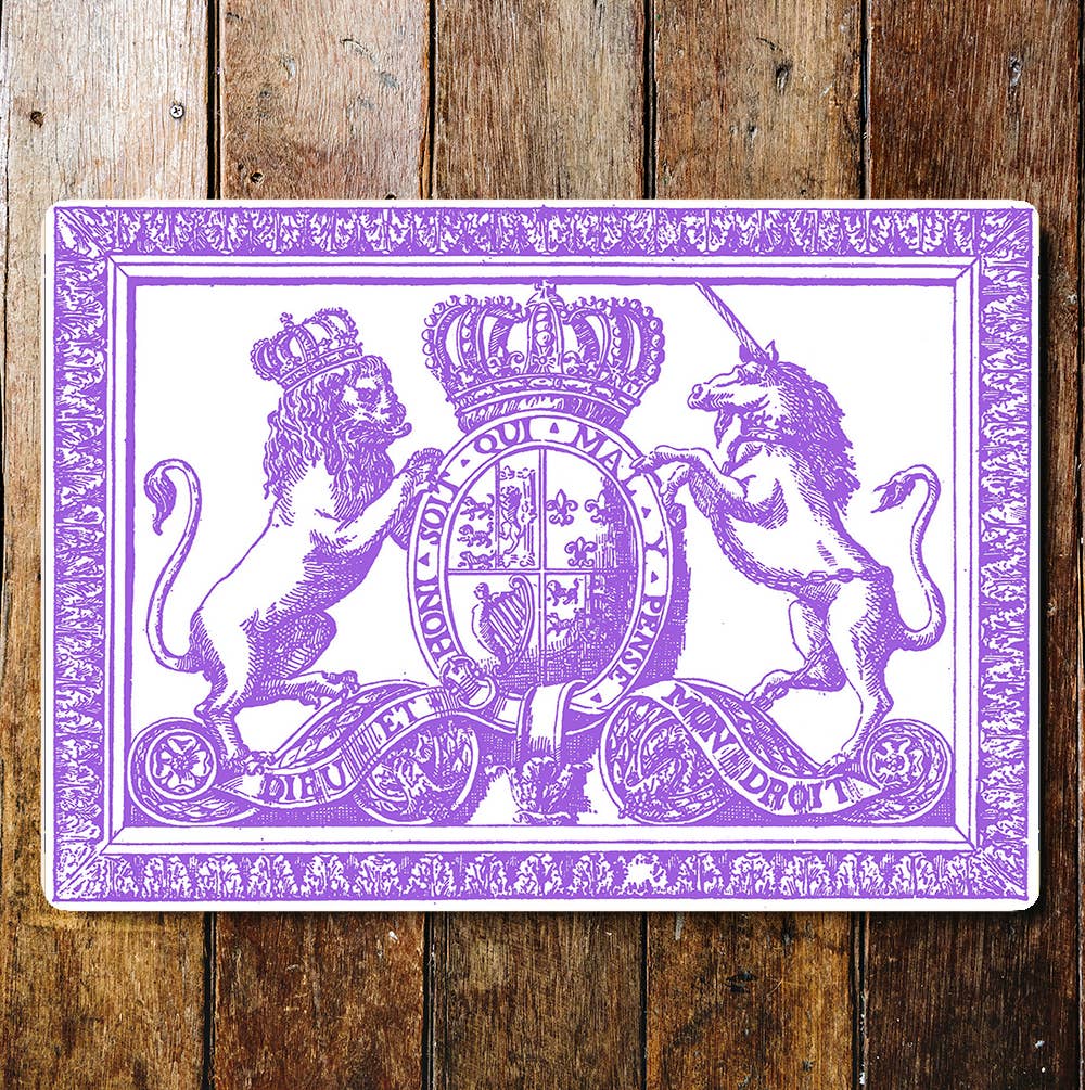 Purple Coat Of Arms Honi Qui Mal Y Pense Metal Sign Plaque