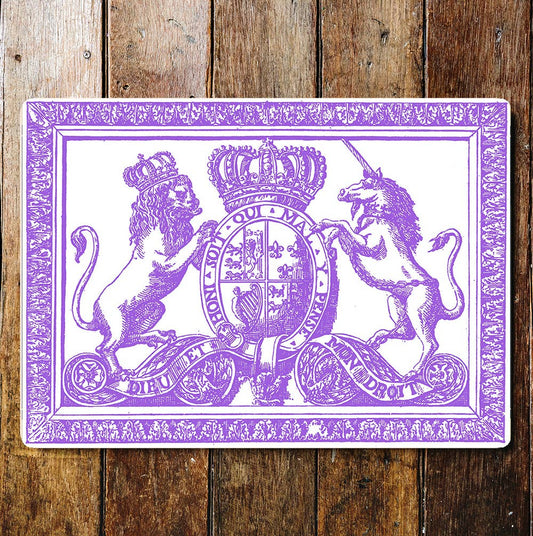 Purple Coat Of Arms Honi Qui Mal Y Pense Metal Sign Plaque