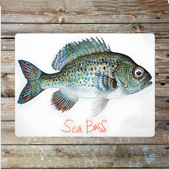 Sea Bass Illustration Sea Nautical Metal Sign Plaque